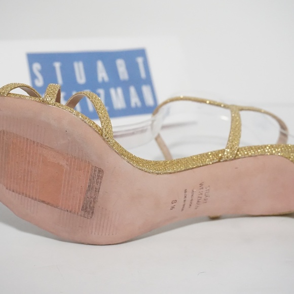 🆕Stuart Weitzman Crisscross Sandal Gold Glitter - Picture 6 of 8